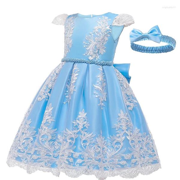 Robes de fille Hit couleur bébé filles robe à fleurs 2023 haute qualité fête princesse Halloween enfants vêtements pour enfants donner des cadeaux bandeau