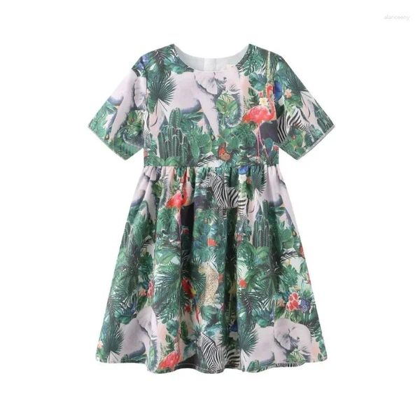 Robes de fille jupe de style de vacances bandoulière pour fille robe à manches courtes et col rond imprimé géométrique robe anniversaire cadeau de fête des enfants