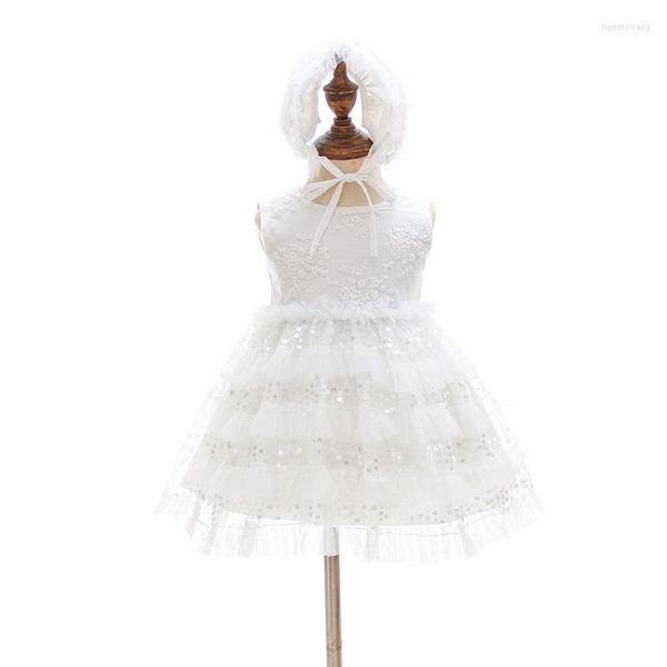 Fille robes infantile bébé robe paillettes baptême pour la fête de mariage robes d'été 3M-24M sans manches Vestidos L210