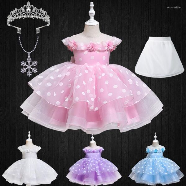 Robes de fille bébé bébé fleur fleur filles princesse tulle robe imprimée dot plus bas-enfant d'un an d'anniversaire de fête d'anniversaire baptide gâteau