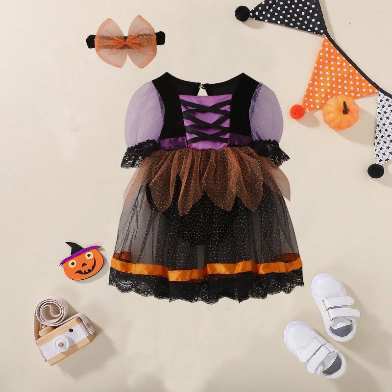 Girl Dresses Infant Baby Halloween Dress For Girls 0-24M Cosplay Dance Party Romper Witch Princess Prom Costume