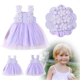 Fille robes infantile bébé été jarretelle maille princesse doux Patchwork robe violette petites filles jouer tournesol