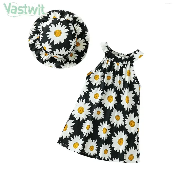 Vestidos de chicas chicas infantiles estampado casual vestido bohemio halter manio sin manio