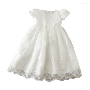 Fille Robes Ivoire Robe De Baptême Pour Né Bébé Filles À Manches Courtes Boutique Dentelle Fleur Robe De Baptême Toddler Anniversaire Tenues De Baptême