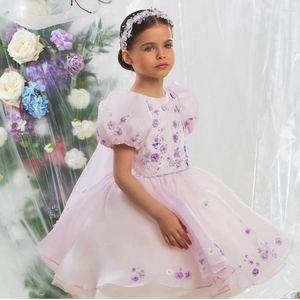 Robes de fille Jill Wish luxe arabe rose robe perlée avec cape robe de bal pour enfants princesse mariage anniversaire communion fête 2024 J355
