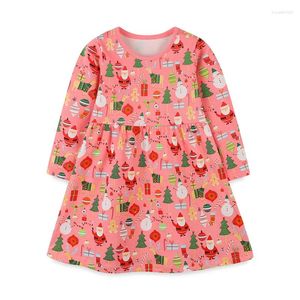 Robes de fille sautant des mètres 2-7T noël filles animaux dessin animé vêtements pour enfants à manches longues année fête enfants robes Costume