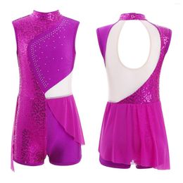 Girl Dresses Kid Girls Gymnastics Leotard Unitards Dress Penquins Ballet Tutu Figuur Ice Skating Performance Costume Ballerina Dancewear