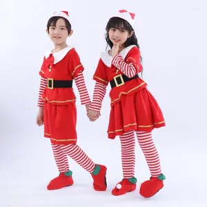 Filles robes enfants Cosplay cosplay santa claus costume tenue elfe role joues année fête complète de vêtements de Noël costume de carnaval pour enfants