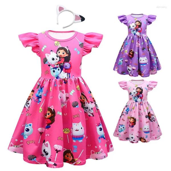 Robes pour filles, vêtements pour enfants, robe à manches courtes, Gabby Cats, maison de poupée, fête d'anniversaire pour bébés