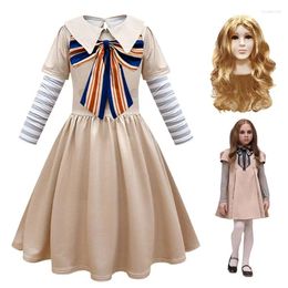 Meisje Jurken Kinderen Cosplay Kostuum M3GAN Megan Meisjes Strik Jurk Baby Vintage Gothic Outfits Halloween Volledige Set Kleding