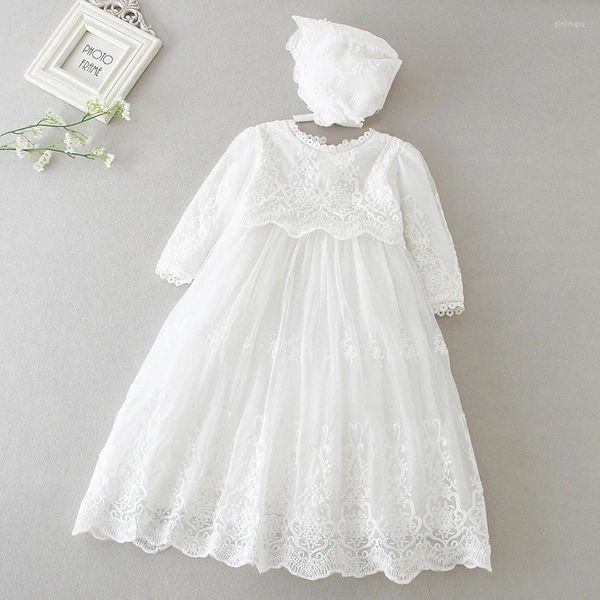 Robe de fille pour enfants manches complètes robe de bébé baptême née robes de petits enfants vêtements pour le mariage de la fête d'anniversaire