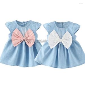 Vestidos de niña Niños Niñas Disfraces de moda casual Lindo Denim Niños Bebé Monos Manga corta Verano Ropa para niños pequeños