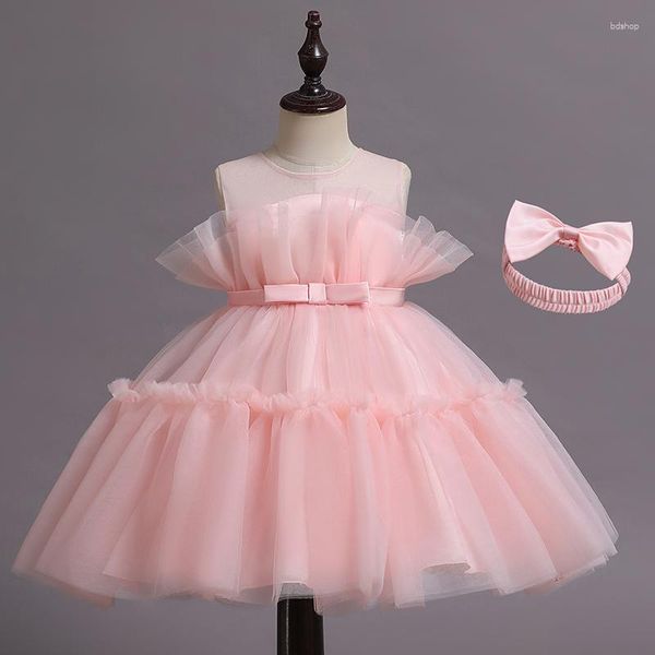 Fille Robes Enfants Chapeaux Né Baptême Princesse Robe Toddler Fête D'anniversaire Enfants Baptême Bébé Vêtements Robe D'été 1 An