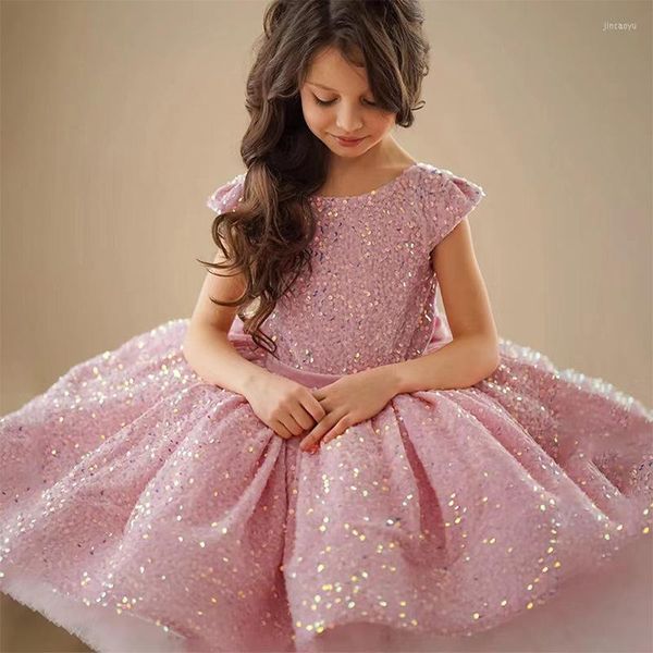 Vestidos para niñas Vestido de lentejuelas rosa para niños Sakura Fresh Flower A-Line Birthday Party Farty para adolescentes disfraz de noche