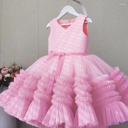 Vestidos de niña, vestido de pastel hinchado para bebé, Navidad, primer bautismo, lazo de encaje, princesa, tutú, vestido de boda de cumpleaños