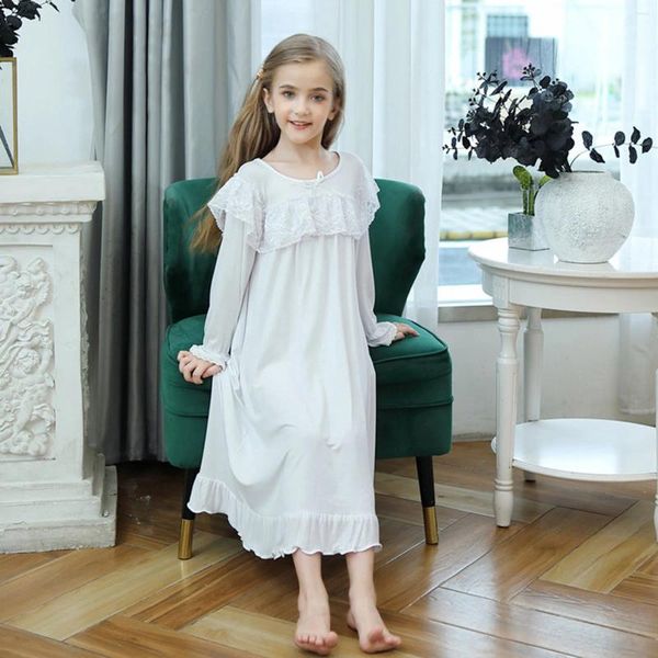 Filles robes enfants pour tout-petit bébé filles printemps été soli en dentelle à manches longues robes de sommeil de baseball smocké une ligne