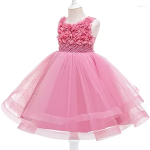 Robe de princesse élégante pour filles de 5 à 12 ans, tenue de soirée de mariage, vêtements brodés de fleurs, jupe de retour