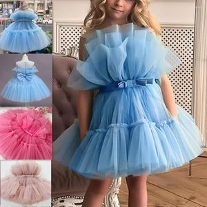 Robe princesse de mariage pour filles, vêtements pour bébés, en Tulle, à fleurs, élégante, pour anniversaire, demoiselle d'honneur, soirée