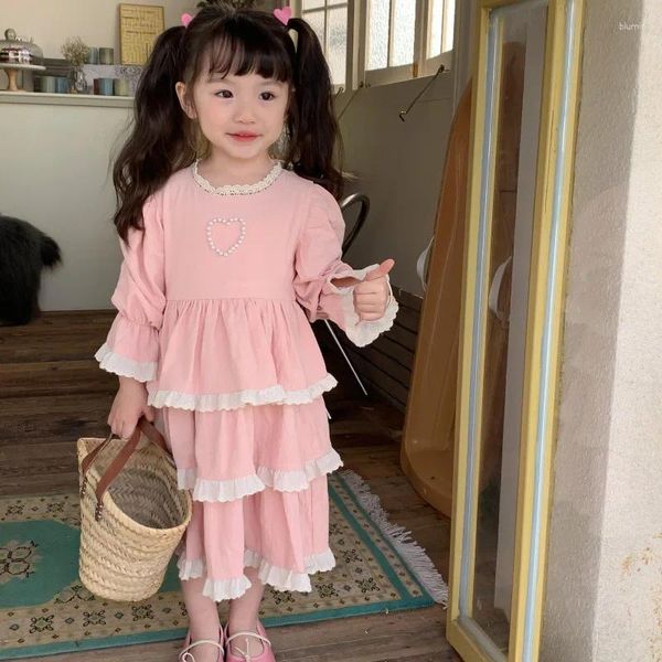 Robes de fille Vêtements pour enfants coréens Printemps Fille Court Style Gâteau Robe Anniversaire Zljg