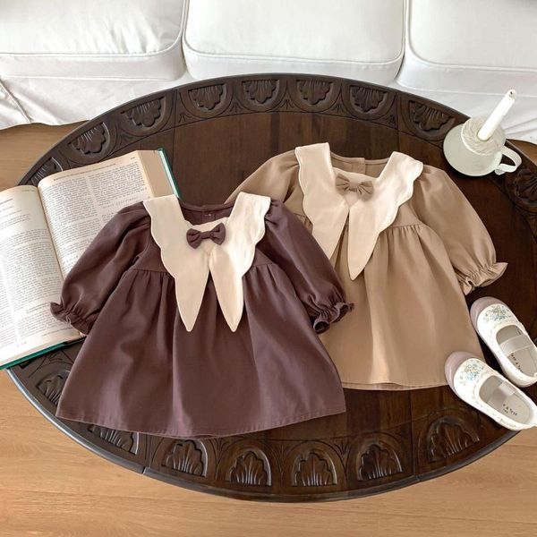 Vestidos de niña Vestido de bebé de estilo coreano Niñas universitarias Niño pequeño Primavera Otoño Niño Vintage Princesa Cumpleaños Ropa ahumada