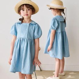 Vestidos de niña estilo coreano vestido de verano para niñas niños azul Denim fiesta infantil princesa ropa para niños