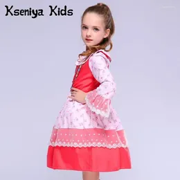 Robes de fille kseniya enfants 2024 coton printemps rose rouge vêtements de bébé mignon Noël grâces fleuris filles robe en dentelle