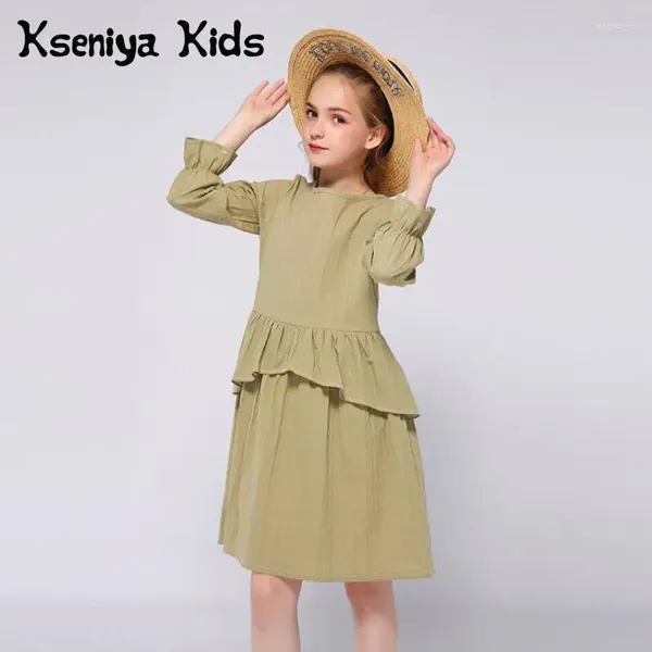 Fille robes kseniya enfants printemps automne armée girls girls girls mandeve ruffle pendant 2 à 9 ans