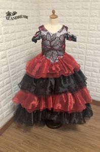 Robes de fille pour petits enfants, tenue de Communion, à volants, jupe superposée, spectacle en T, robe à fleurs, 2022, XD-74