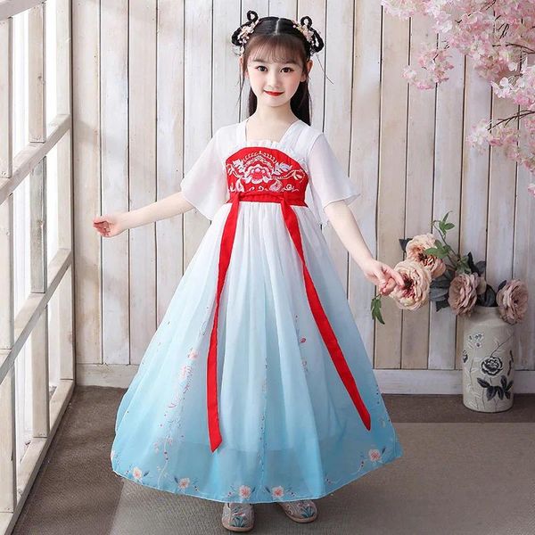 Robes de fille de style chinois classique de la petite fille Hanfu jupe occidentale élégante princesse