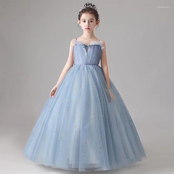 Fille robes petites filles Tutu princesse robe adolescent longue été fronde bal 4-12 ans enfants formelle couleur unie robe de soirée