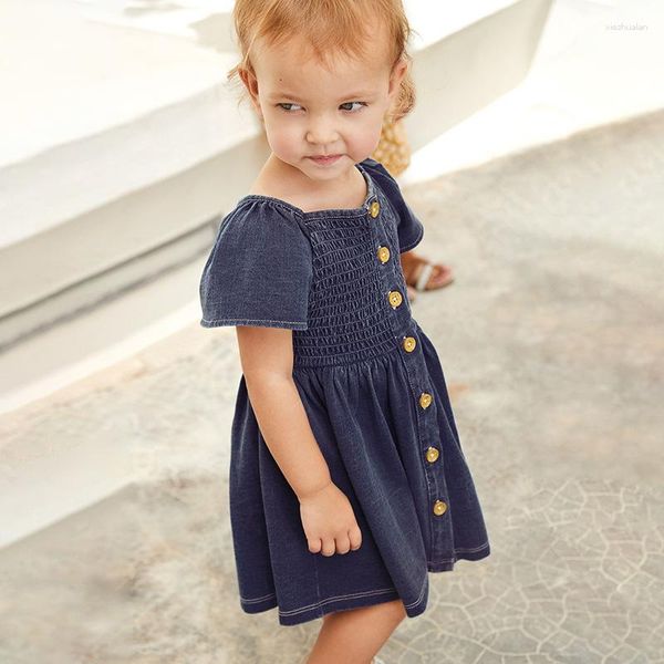 Vestidos de niña Little Maven 2023, vestido de verano a la moda para niñas pequeñas, ropa vaquera elástica para niños, ropa informal suave y cómoda para niños