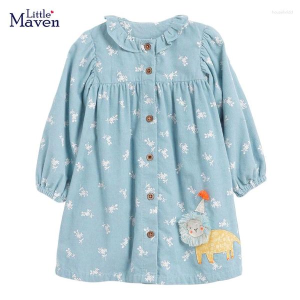 Vestidos para niña Little Maven 2024, vestido informal de algodón suave y cómodo para niñas, ropa de primavera y otoño, vestidos para niños de 2 a 7 años