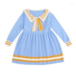 Vestidos de niña Vestido de suéter de manga larga Niñas Princesa Ropa de bebé Fiesta dulce Pequeño marinero Cuello de punto