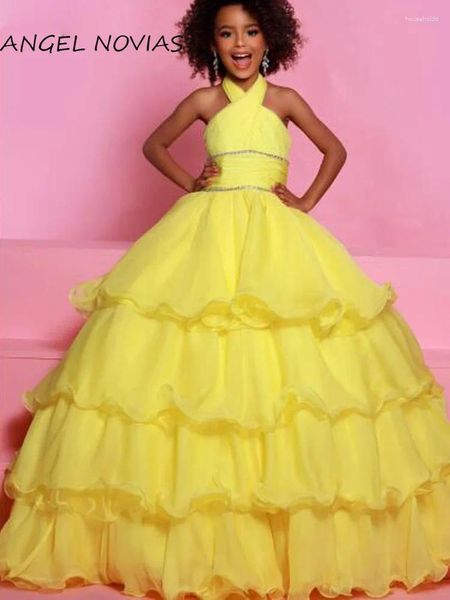 Robes De fille longue Robe De bal jaune Robe De concours De fleurs Robe Princesse Fille robes De Nina Robe Infantil fête De mariage