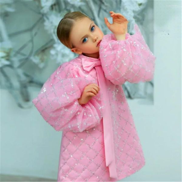 Robes de fille en vrac rose ange paillettes noeud papillon princesse robe à fleurs boule beauté concours première communion enfants surprise cadeau d'anniversaire