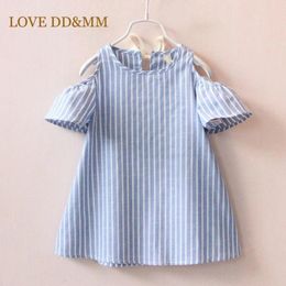 Robes de fille aime ddmm filles vêtements d'été Stripe Comfort Vest Vest Robe Kids Party Tenues de bébé Costumes