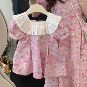 Robes de fille LOVE DDMM filles robe d'été mode enfants décontracté fête de mariage plissé manches bouffantes rose princesse vêtements tenues bébé