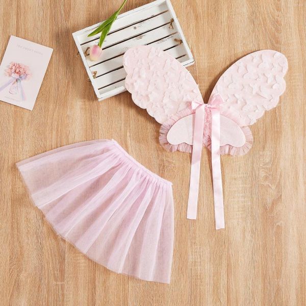 Robes de princesse pour filles, jolies ailes de papillon, tenue de fête Cosplay, décor fleur/papillon, Performance en maille