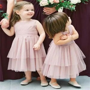 Robes de fille belle robe à fleurs longueur au genou col rond en mousseline de soie bébé princesse mariage fête d'anniversaire première Communion