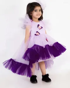 Robes de fille Belle robe de filles de fleur faite à la main pour le mariage à plusieurs niveaux en tulle avec des papillons 3D robe de premier anniversaire cadeau de Noël