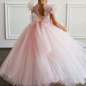 Robes de fille belle décalcomanies en Tulle rose ange princesse robe à fleurs fête de mariage concours de beauté première Communion rêve enfants cadeau