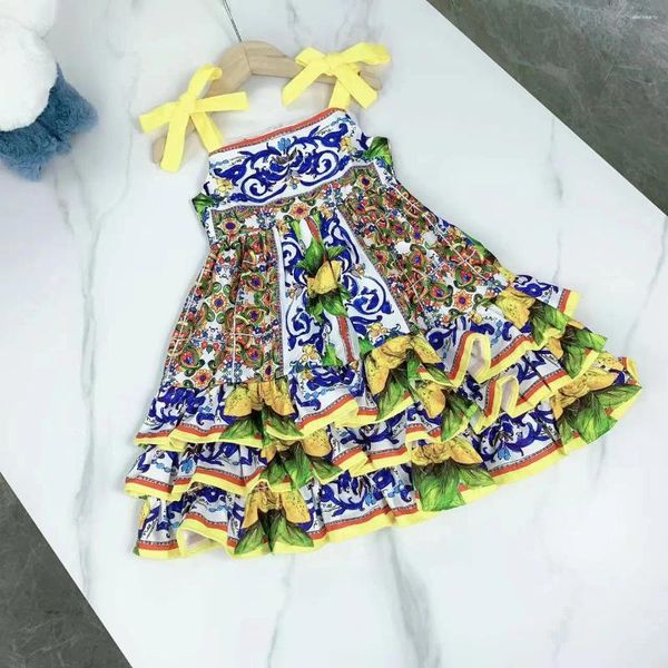 Vestidos de niña de diseñador de lujo, ropa para bebés y niños, vestido de princesa de verano para niños, lindo y dulce adolescente para fiesta y boda