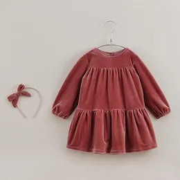 Robes pour filles MARCJANIE filles printemps automne épaule goutte a-ligne robe en velours bébé Boutique fête 221361 série française
