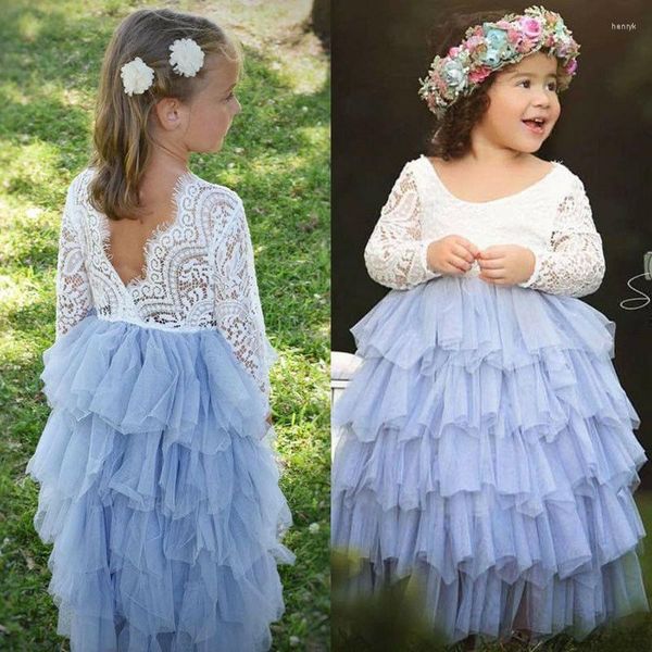 Vestidos de niña Mildsown Kid Girls Dress Flower Lace Hollow Princess Tull Party Prom Formal Bridesmaid Pageant Tutu