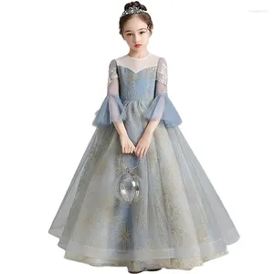 Robes de fille minimaliste princesse moelleuse gazeuse petit hôte Performance de piano Robe de mariée pour enfants