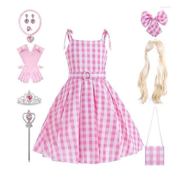Vestidos de niña película Barbi disfraz de niña para niños Cosplay fiesta de cumpleaños vestido de princesa rosa Halloween carnaval ropa
