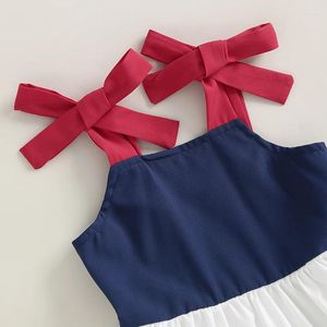 Robes de fille patriotique Toddler Clothes-rouge blanc et deux robes cadeaux sans manches pour votre bébé est né le 4 juillet