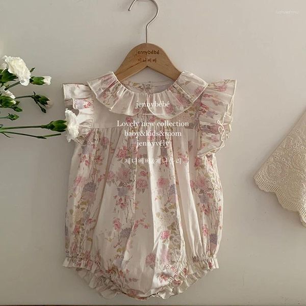 Fille habille du collier de pétale princesse fleurie roberie pour tout-petit 2024 bodys de bodys de coton bébé d'été