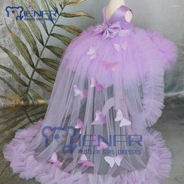 Robes de fille robe de bébé rose avec train papillon détachable petite fête d'anniversaire mariage occasion spéciale fleur