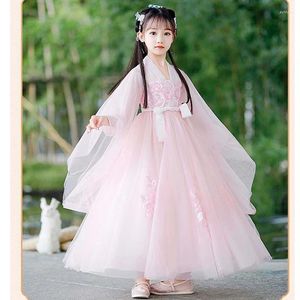 Robes de fille rose blanc Hanfu robe pour fée princesse danse folklorique Performance enfant en bas âge bébé enfant ancien chinois traditionnel Costume fête